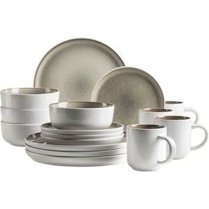 Set de masă Mäser 16 piese Lunaria Brown, maro imagine