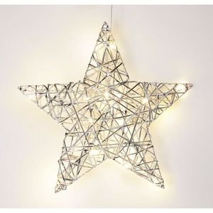 Stea de Crăciun luminoasă Silver, 30 x 30 cm, 20micro LED, cu baterii imagine