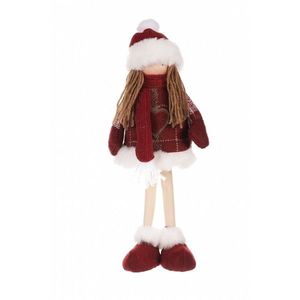 Decorațiune textilă de Crăciun fetiță Jacheta, înălțime 35 cm, roșu imagine