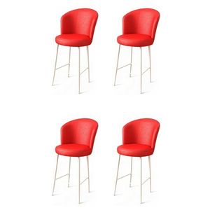 Set de scaune de bar Uras Red and White, 4 buc., roșu, 4 buc imagine