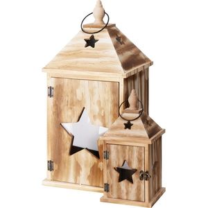 Set of wooden lanterns Star, 2 pcs imagine