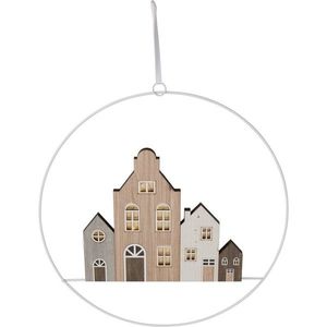 Decorație de Crăciun suspendată Winter Houses II, 30 cm, luminoasă, cu baterii imagine