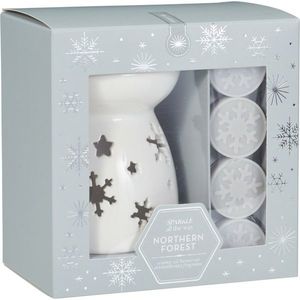 Set de aromă Winter Dream, parfum Northern Forest, lampă aromată + 4 ceară, gri, gri imagine