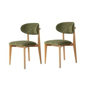 Set de scaune de sufragerie Lionte Green and LightOak, 2 buc., verde imagine