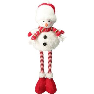 Snowman standing with red scarf, telescopic legs, 57 cm, roșu imagine