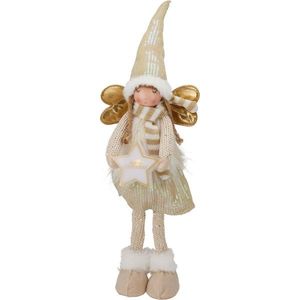 Îngeraș de Crăciun în picioare cu stea luminoasă, 55 cm, alb cald imagine