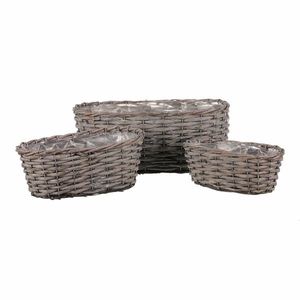 Set de huse din răchită pentru ghivece ovale Sven, 3 bucăți, gri imagine