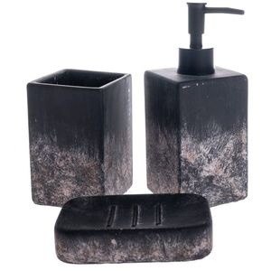 Set de accesorii de baie din ciment Bain, 3 piese, negru, negru imagine