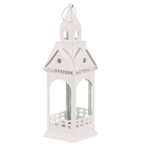 Lanterna metalică Turn bisericesc, albă, 30 cm imagine