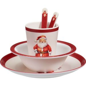 Set de masă pentru copii din melamină Santa, 5piese, roșu imagine