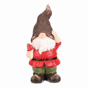 Decorațiuni de grădină Pitic cu haină roșie, 19 x18 x 42 cm, roșu imagine