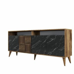 Dulap Milan 2 Walnut and Black Marble, negru imagine