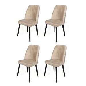 Set de scaune de sufragerie Alfa Cream and Black, 4 buc., crem deschis imagine