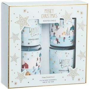 Set de lumânări parfumate Winter Fun, aromă WinterBreeze, 40 g, 4 bucăți, albastru deschis imagine