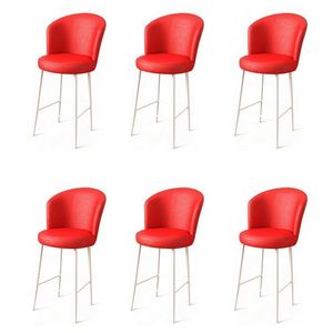 Set de scaune de bar Uras Red and White, 6 buc., roșu, 6 buc. imagine