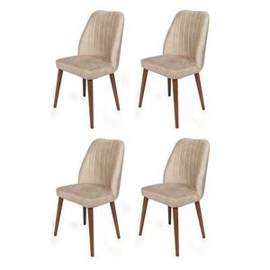 Set de scaune de sufragerie Alfa Cream and Walnut, 4 buc., crem deschis imagine