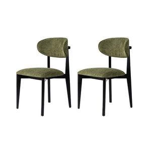 Set de scaune de sufragerie Lionte Green andBlack, 2 bucăți, verde imagine