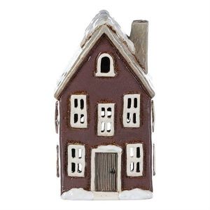 Decorațiuni de Crăciun Căsuță de iarnă cu coș defum, ceramică, violet închis imagine