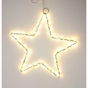 Decorație de Crăciun luminoasă Stea, 30 cm, argintie, LED alb cald, cu baterii imagine