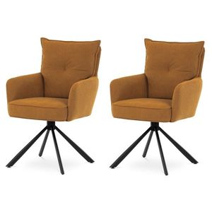 Set de scaune de sufragerie cu mecanism deîntoarcere HC-X1128 YEL2, manșestru, 2 buc., galben imagine