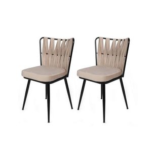 Set de scaune de sufragerie Kusakli Cream andBlack, 2 buc., crem deschis, 2 buc. imagine