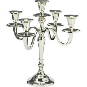 Sfeșnic metalic cu 5 brațe 29x29x30 cm, culoare argintiu, decor 1 imagine