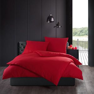 Lenjerie de pat din bumbac Color roșu, 140 x 200cm, 70 x 90 cm imagine
