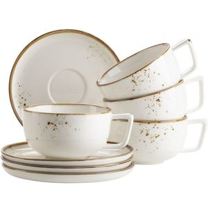 Mäser Set de 8 cești de cafea Pintar White cupuncte maro, maro imagine
