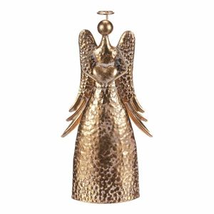 Decorație metalică de Crăciun Înger 34 cm cuinimă, auriu, 34 cm imagine