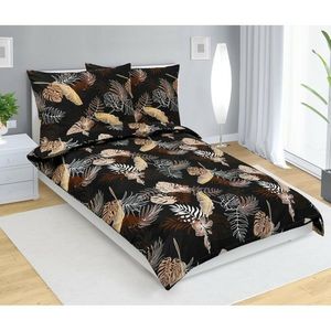 Bellatex Lenjerie de pat din bumbac Monstera maroînchis, 140 x 200 cm, 70 x 90 cm imagine