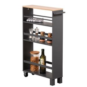 Kesper 24856 Raft pentru nișă pe roți, negru, 50 x15 x 79 cm imagine