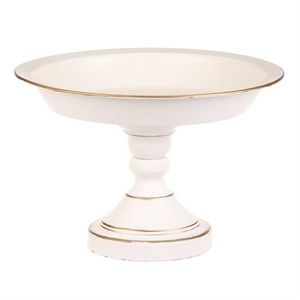 Sculptural metal bowl on stand 20 cm, white, 20 CM imagine