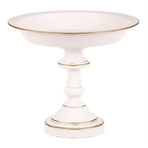 Bol metalic decorativ pe suport 26 cm, alb, 26 cm imagine