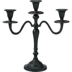 Sfeșnic metalic cu 3 brațe 29x10x30 cm, culoare negru, decor 1 imagine