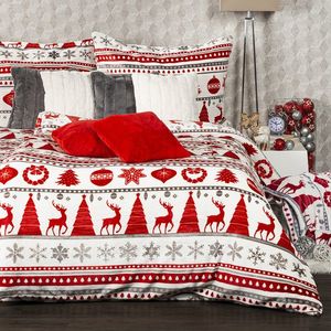 Lenjerie de pat din microflanel 4Home Christmas Time roșu, 140 x 220 cm, 70 x 90 cm imagine