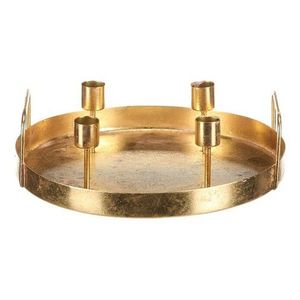 Sfeșnic metalic de Advent pentru 4 lumânăriconice, auriu, 25 x 25 x 7 cm imagine