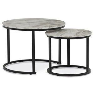 Set de măsuțe de conferință, marmură albă, 2 buc., alb imagine