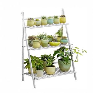 Suport pentru flori din bambus Nepel Tip 1 alb, 70x 40 x 96 cm imagine