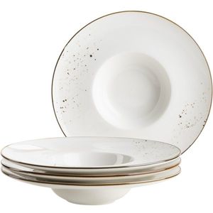 Mäser Set de 4 farfurii gourmet Pintar White cupuncte maro 26 cm, maro imagine