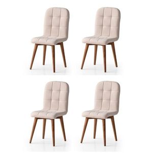 Set de scaune de sufragerie Retro Cream andWalnut, 4 buc., crem deschis imagine