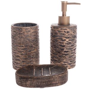 Set de accesorii de baie din ciment Africano, 3piese, maro imagine