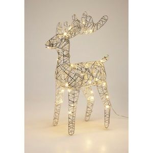 Ren de Crăciun luminos Silver, 37 x 24 cm, 30micro LED, cu baterii imagine