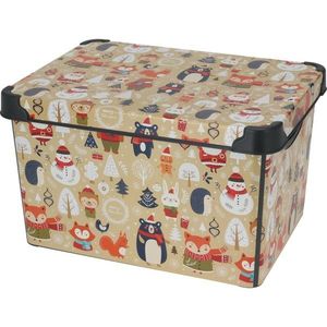 Cutie de depozitare cu capac Motiv de iarnă, 22 l, bej, 40x23x30cm, bej imagine