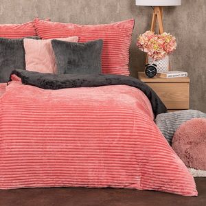 Lenjerie de pat din microflanel 4Home Stripe roz, 140 x 200 cm, 70 x 90 cm, roz imagine