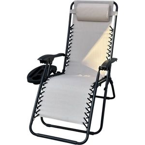 Scaun de relaxare pentru grădină cu suport pentrupicioare Regina, bej, bej imagine