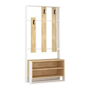Cuier de perete cu raft pentru încălțăminteChester White and Oak, maro imagine