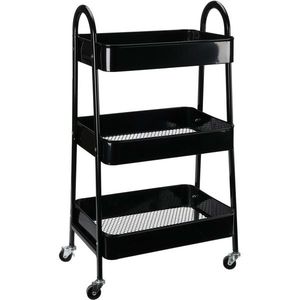 Cărucior metalic de bucătărie Storage Solutions cu3 rafturi 44 x 31, 5 x 79, 5 cm, negru, negru imagine