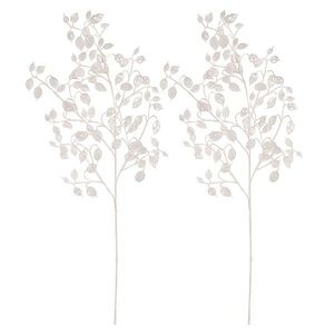 Set de ramuri artificiale Lunaria, 2 bucăți, alb, înzăpezite, 85 cm imagine