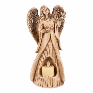 Decorație funerară Înger 25 cm, lumânare LED, poliresină imagine