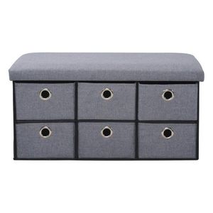 Kesper 15950 Comodă tapițată cu 6 sertare, grideschis, 76 x 38 x 38 cm, gri deschis imagine